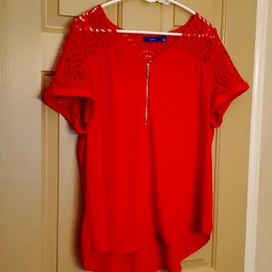 Apt 9 XL red blouse with lace around the color and sleeves